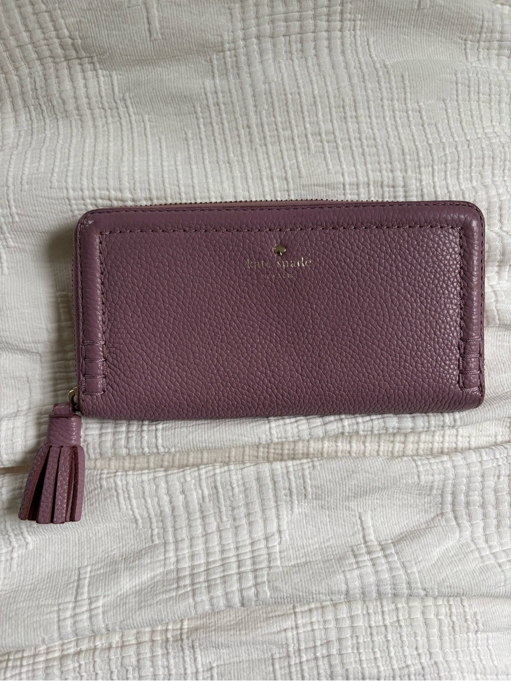 kate spade Pebbled Leather Wallet with Tassel